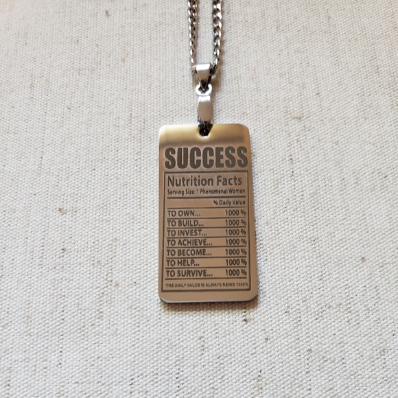 "SUCCESS" Nutrition Facts Pendant Necklace - Picture 4 of 7